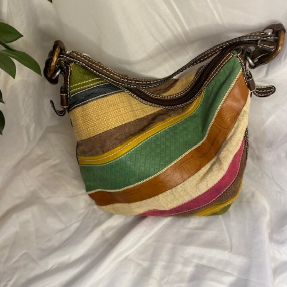 Fossil Multi-textured Striped Shoulder Hobo bag - Picture 2 of 11